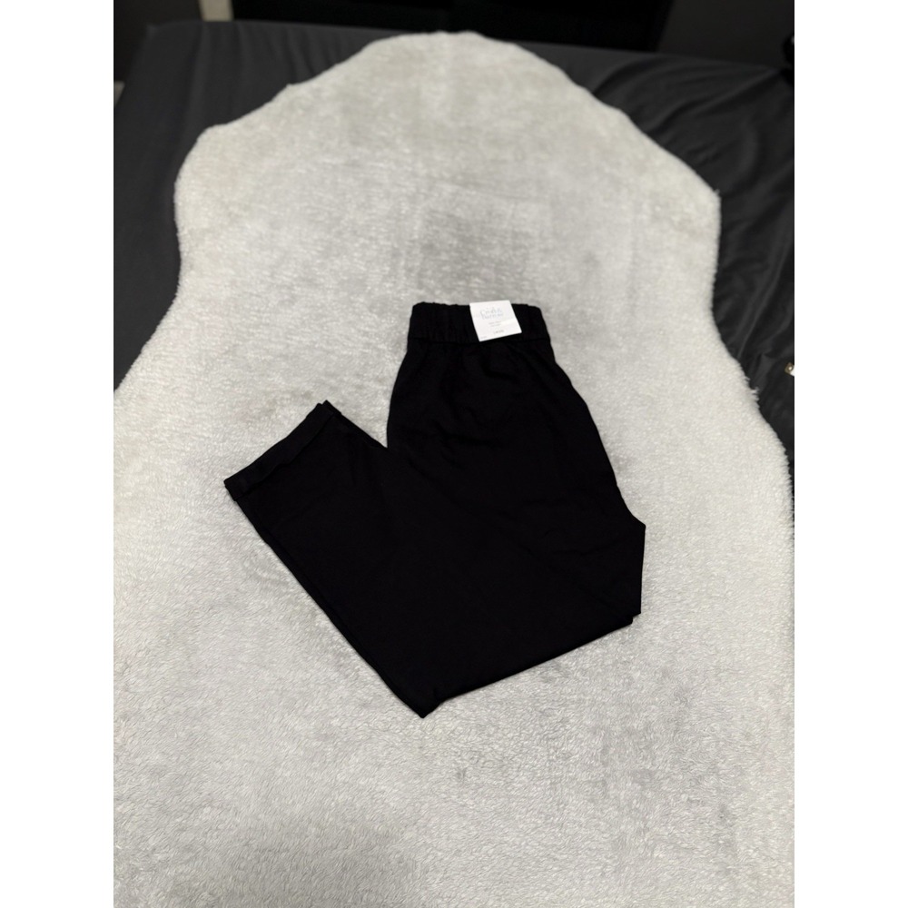 New Croft & Barrow Women's Black Mid Rise Straight Jogger Pants Sz Small Petite